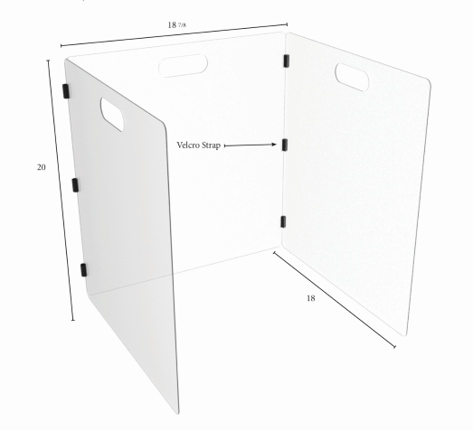 Tri-Fold Desktop Shield w/Handle - 18" W x 20" H | Shop Rodgers Wade