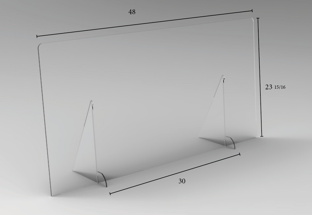 Solid Angled Clear Protective Shield 30" Legs - 48" W x 24" H | Shop Rodgers Wade